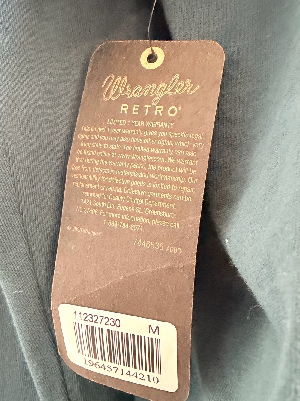 WRANGLER Retro Long Sleeve Relaxed Crop Buffalo Shirt Dark Teal Size Medium - Picture 6 of 8